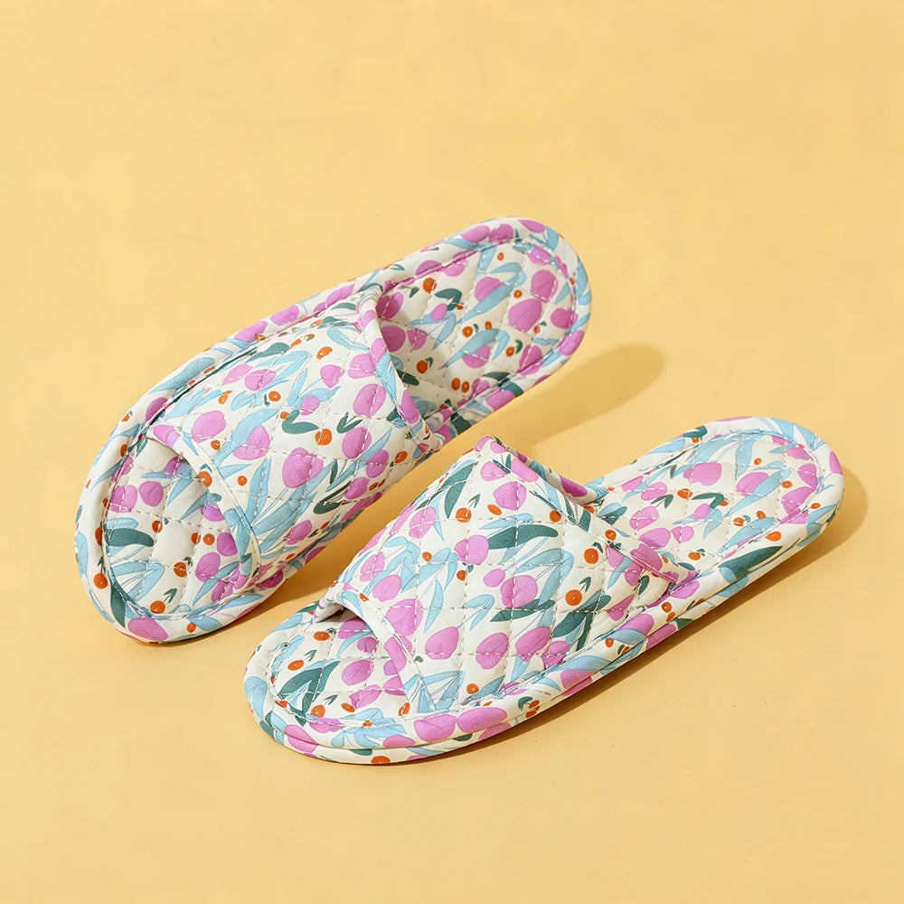 Home Slippers Soft Cotton Floral Floor Slippers