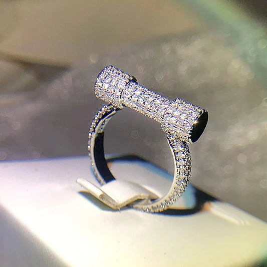 Huitan Finger-ring Luxury Paved Cubic Zirconia Bling Bling Rings