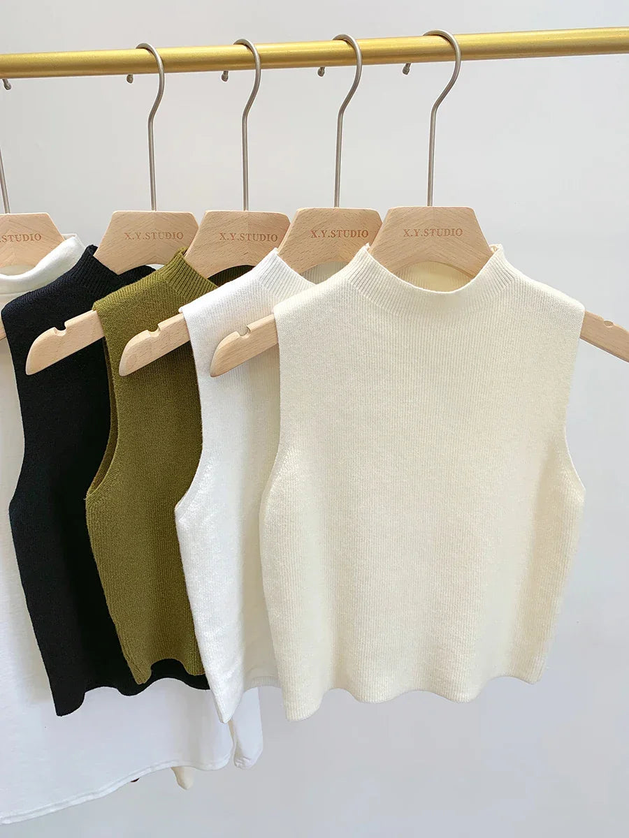 Fall Slim Sweater Short Sleeveless Sweaters Pullovers