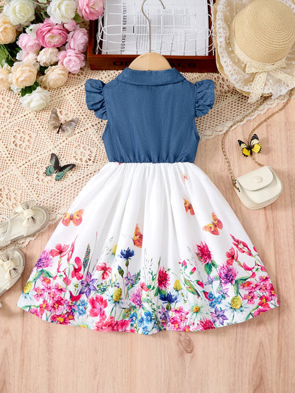 2-10Years Girls Sleeveless Butterfly Flower Dress
