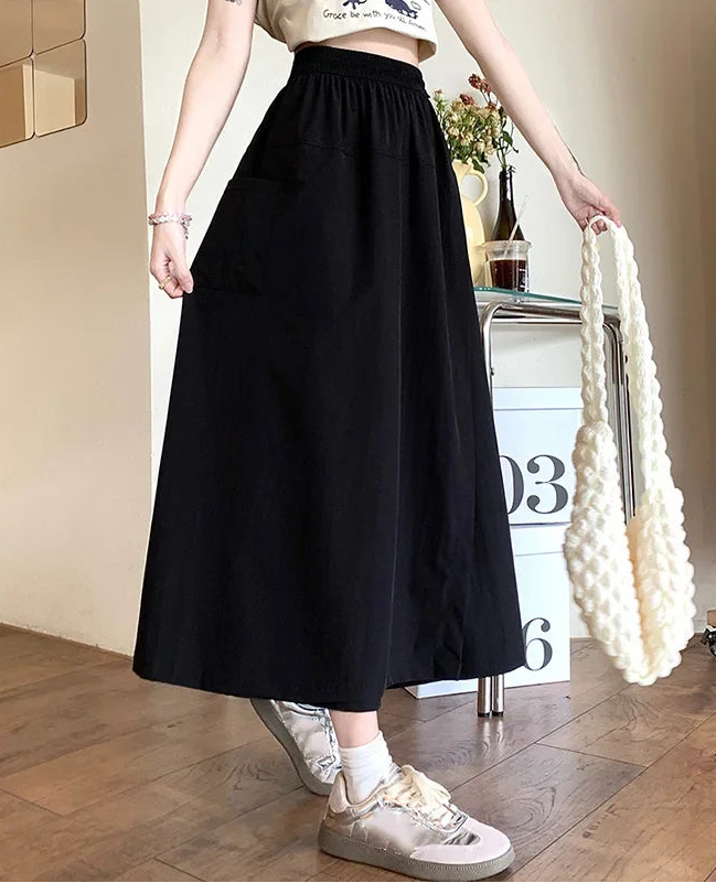 Chic Elastic High Waisted Long Wide Leg Pants