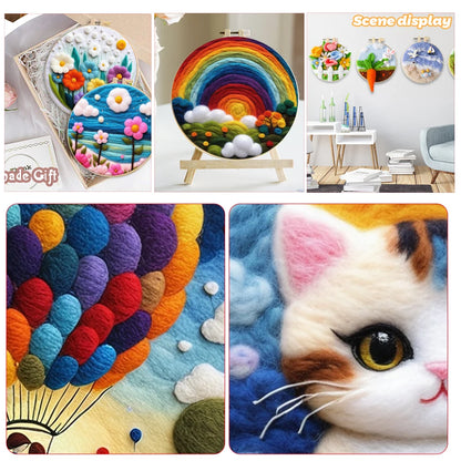 20x20cm Frame DIY Wool Needle Felting Starter Embroidery Kits