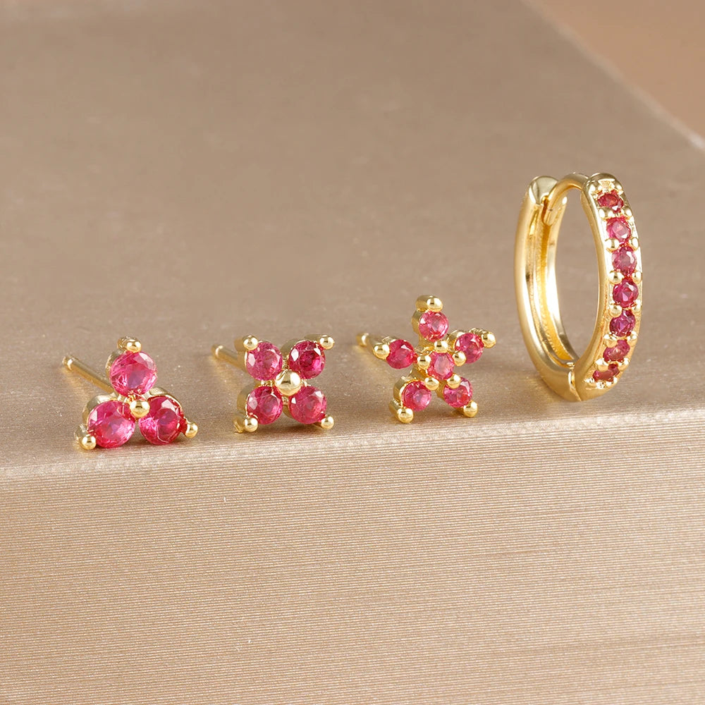 DANA 18K Gold Plated Flower Earrings Set