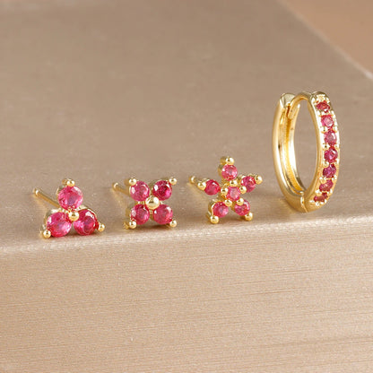 DANA 18K Gold Plated Flower Earrings Set