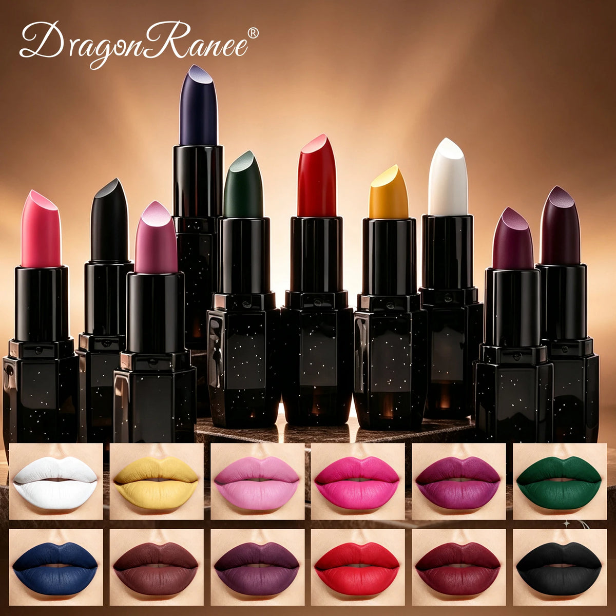 Matte Dark Purple Green Lipstick Waterproof White Black Velvet Lip Stick