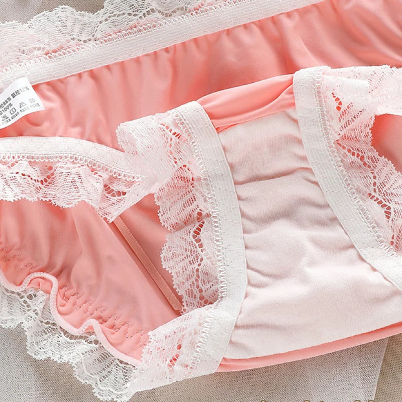 Japanese Style Soft Ice Silk Cute Lovely Sweety Lace Cotton Princess Cosplay Underwear