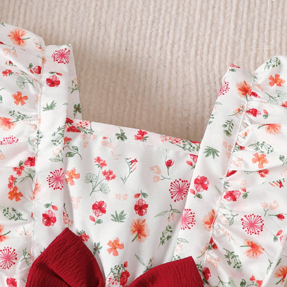 0-24 Months Small floral Ruffle edge sleeveless Dress