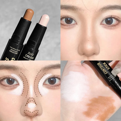 Dual-ended contour stick, facial foundation makeup