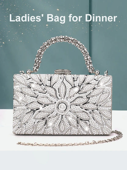 Flower Rhinestones Bead Decoration Clutch Bags
