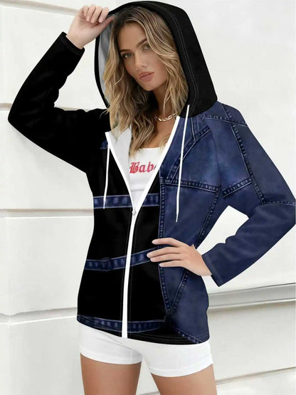 Patchwork Design With Hoodie Style Spring and Autumn styles casual style jacket