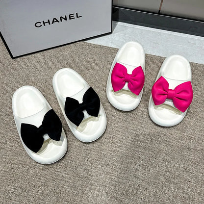 Bow Tie Thick Soft Sole Slippers