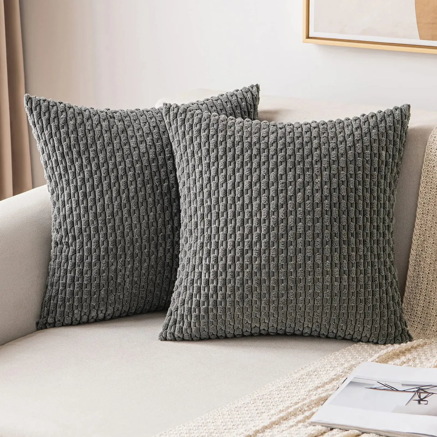 Burnt Orange Striped Cushion Covers Corduroy Pillowcases