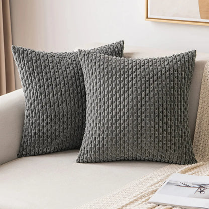 Burnt Orange Striped Cushion Covers Corduroy Pillowcases