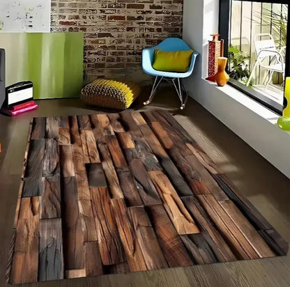 Black Wood Grain Printed Area Pad Soft Floor Pad