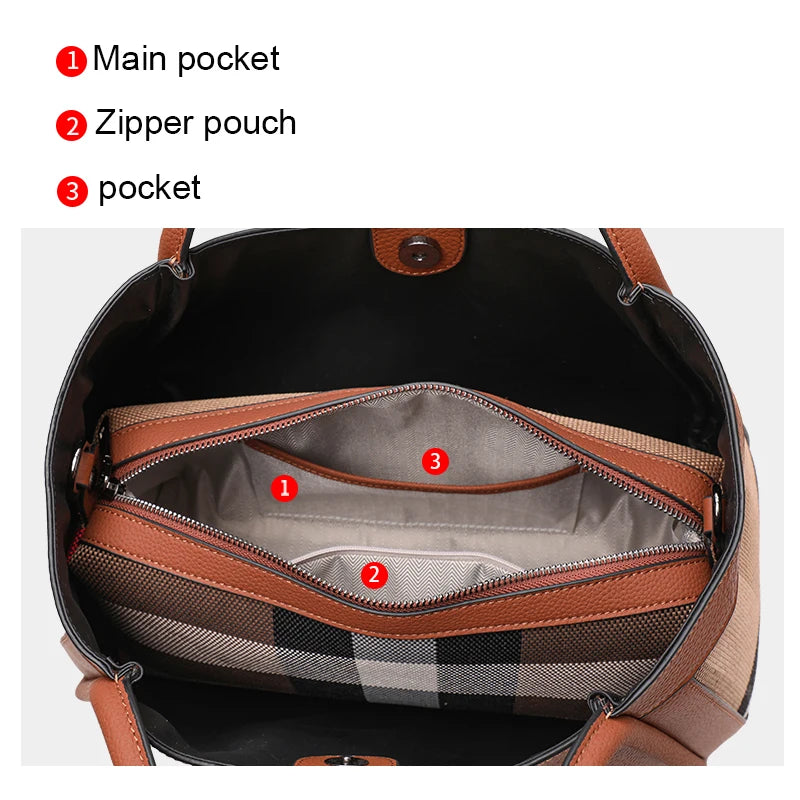 Bolso de lona y cuero genuino