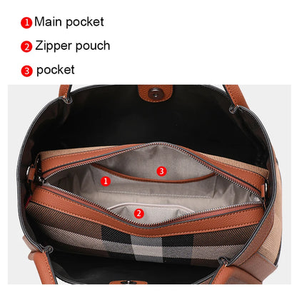 Bolso de lona y cuero genuino