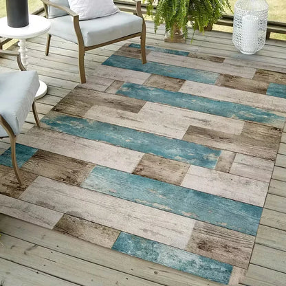 Black Wood Grain Printed Area Pad Soft Floor Pad