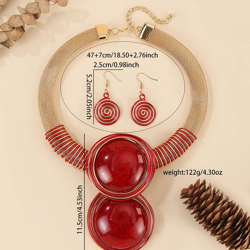 African Colorful Geometry Necklace Jewelry Set