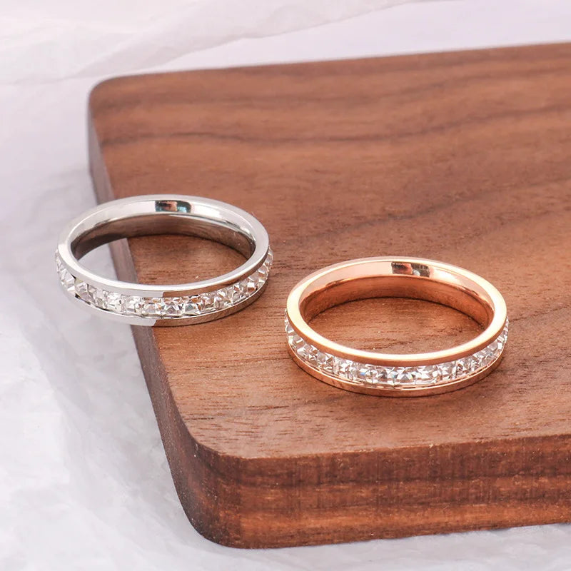 DANA White Stones Stainless Steel Zircon Ring