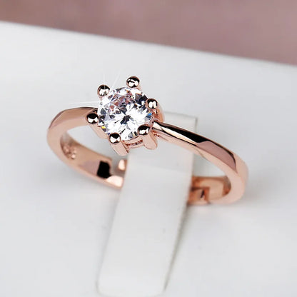 925 Sterling Silver Luxury White Bridal Ring 18K Gold Promise Love Rings