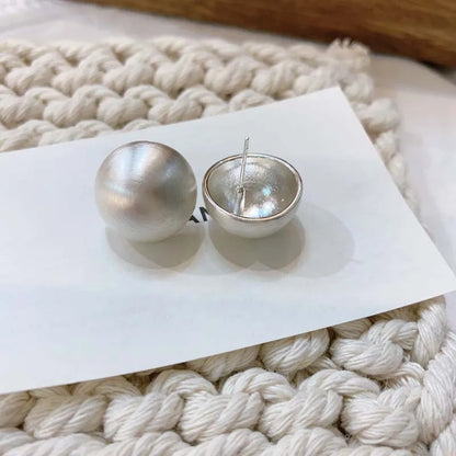 DANA Metal Brushed Frosted Semicircle Stud Earrings