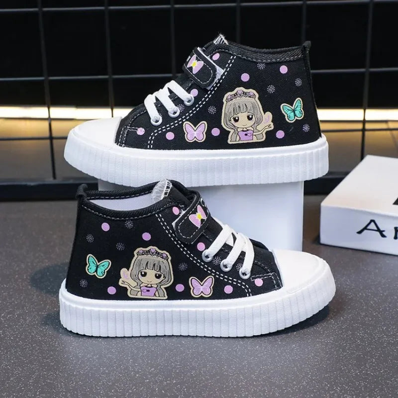 Multi Colored Cartoon Mid Canvas Shoe