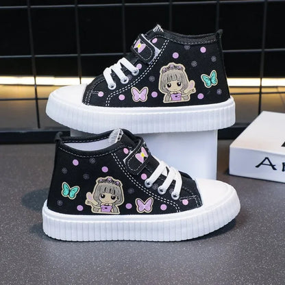Multi Colored Cartoon Mid Canvas Shoe