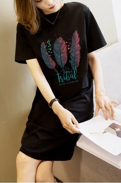 Korean-style Casual Round-neck Dress