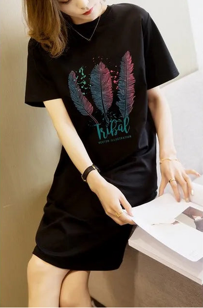 Korean-style Casual Round-neck Dress