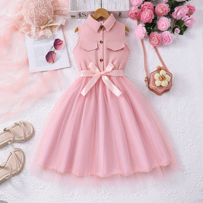Teen Girl Sleeveless Mesh Princess Dress