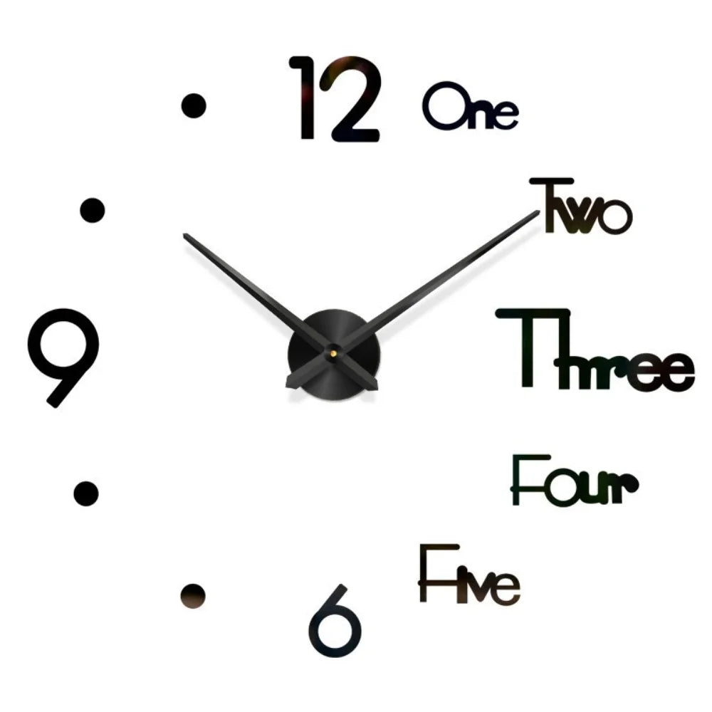 Large Wall 3D DIY Quartz Acrylic Mirror Stickers Clocks
