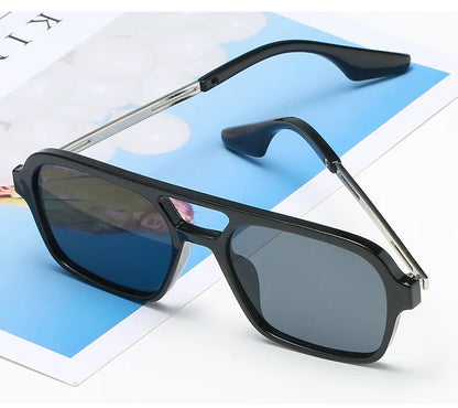 Square Small Frame Double Beam Sunglasses