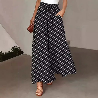 Polka Dot Print Streetwear Wide Leg Pants