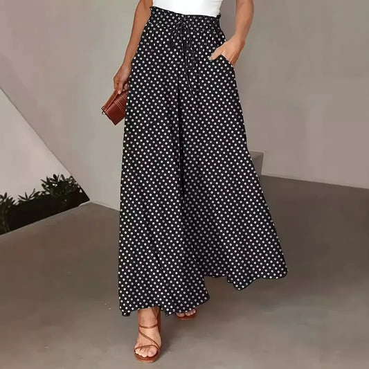 Polka Dot Print Streetwear Wide Leg Pants