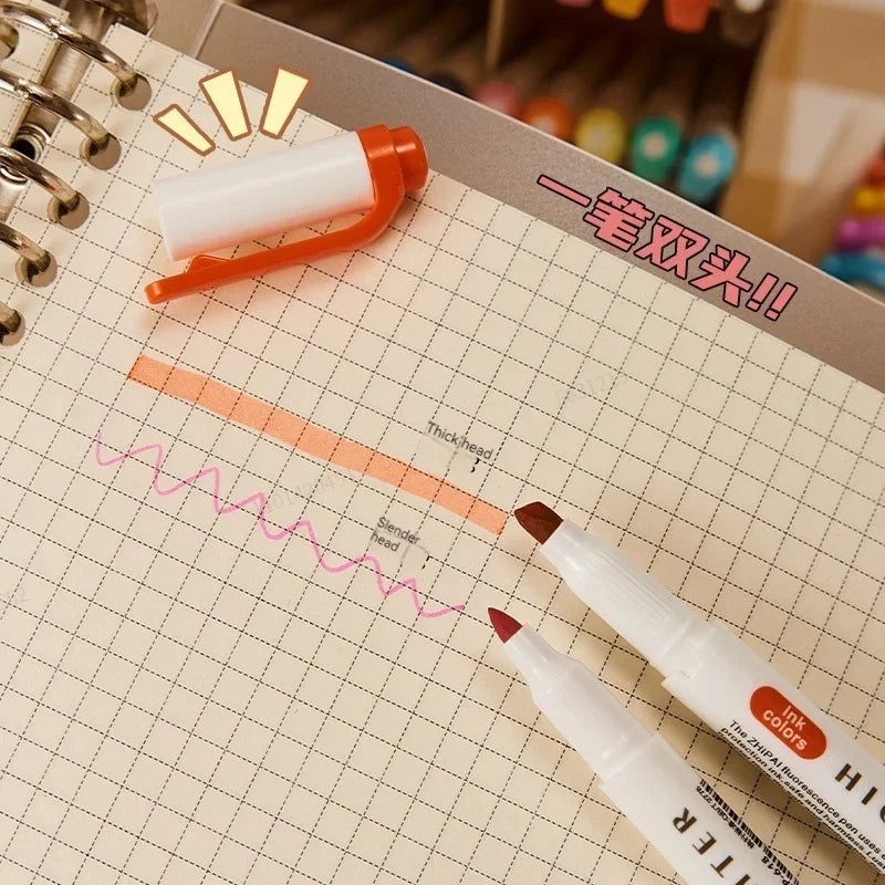 5 Colors/box Double Headed Highlighter Pen Set