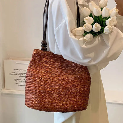 Casual Straw Woven Shoulder Wicker Handmade Beach Bag