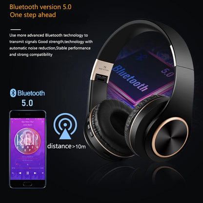 T8 Wireless Headphones Bluetooth 5.3 Stereo Surround Sound Foldable Sport