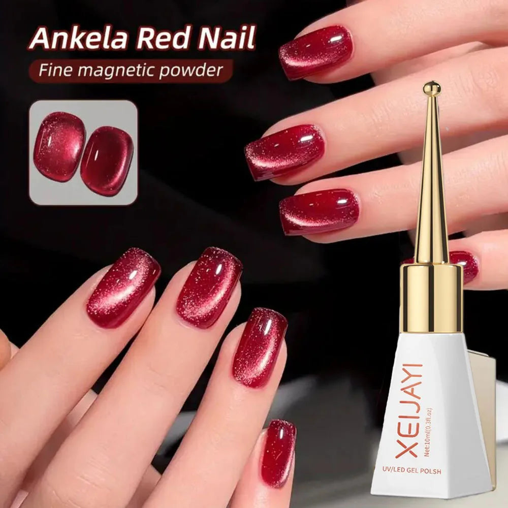 10ml/Bottle Ruby Red Cat Eye Gel Nail Polish Wine Red Cherry Dopamine Glitter Nail Gel