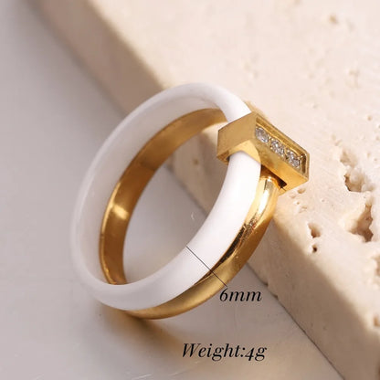 DANA Ceramic Zircon Couple Ring