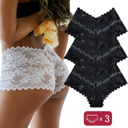 Sexy Lace Panties Floral Leaves Transparent Lingerie