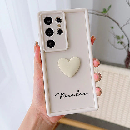 Customized Text 3D Love Heart Case For Samsung Galax Luxury Soft Cover