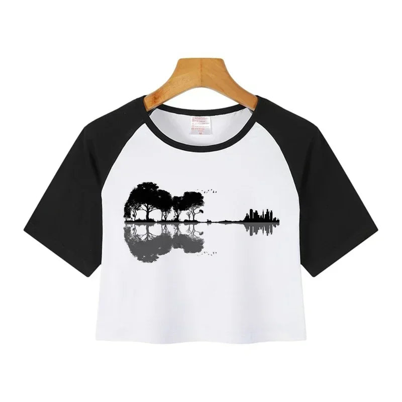 Casual Crop Tops Funny Graphic T-shirt