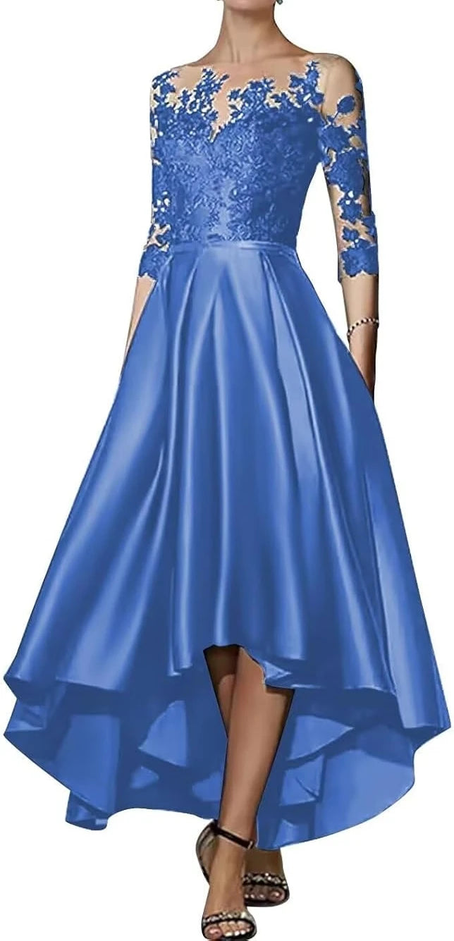 V-Neck Satin Asymmetrical Elegant Dress