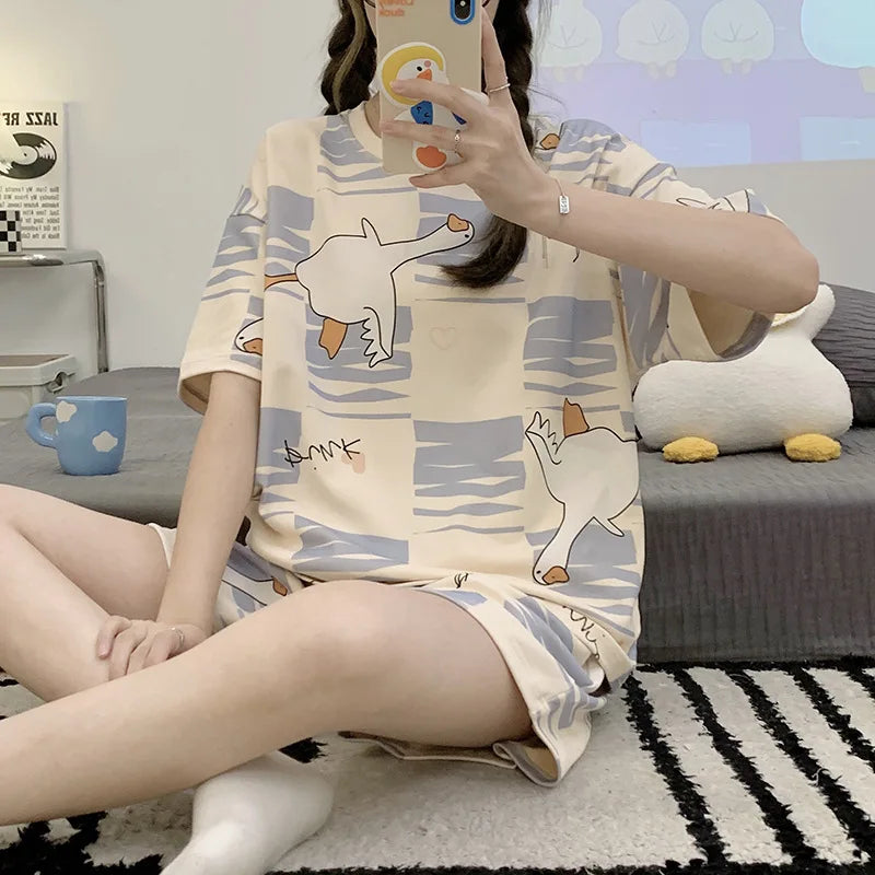 Large Size Short-Sleeved Suit Korean Pyjamas