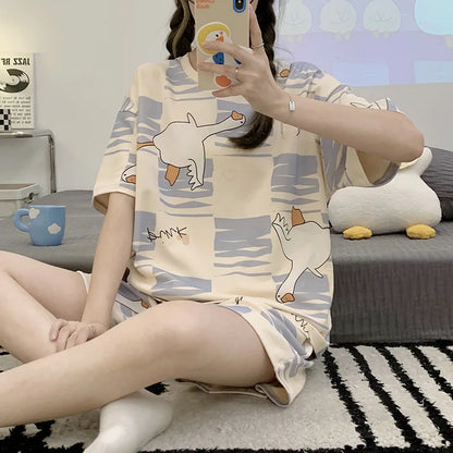Large Size Short-Sleeved Suit Korean Pyjamas