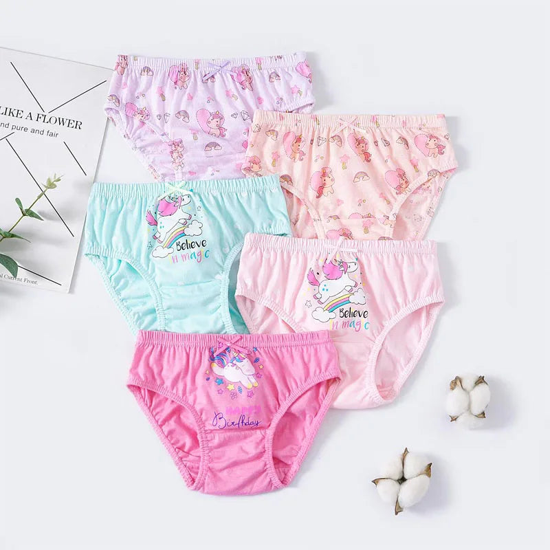 5/20 Pieces Girls Cotton Unicorn Cute Pets Cartoon Triangle Underwear