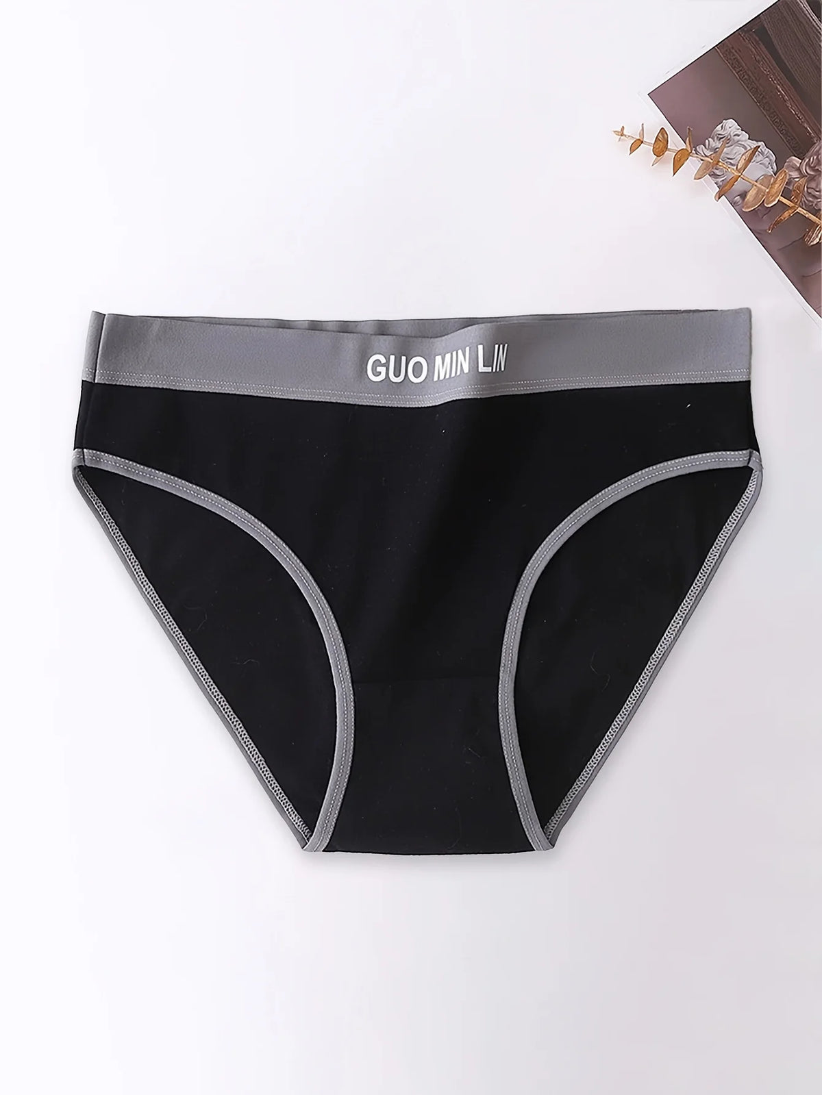 5PCS Simple Letter Cotton Mid-waist Traceless Triangle Panties
