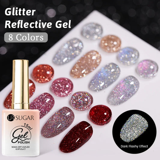 15ml Sliver Reflective Nail Gel Polish Shining Glitter