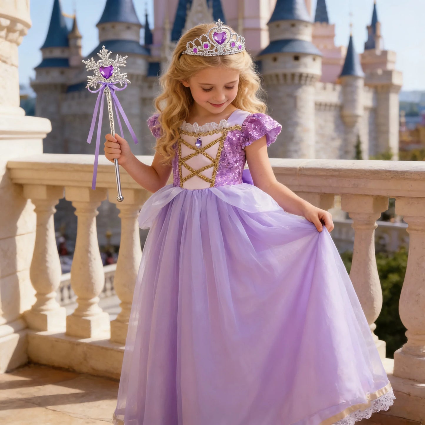 Elegant Rapunzal Princess Cosplay Costume Dress