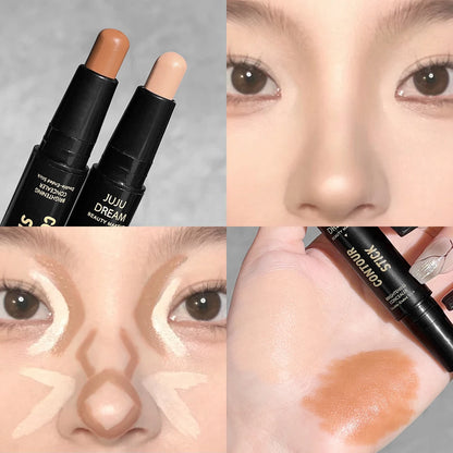 Dual-ended contour stick, facial foundation makeup